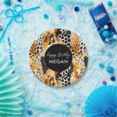 Safari Animals' Fur Prints Patterns Zwart en Goud Papieren Bordje (Feest)