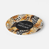 Safari Animals' Fur Prints Patterns Zwart en Goud Papieren Bordje (Gekanteld)