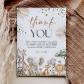 Safari Animals Gender Neutral Baby Shower Bedankkaart