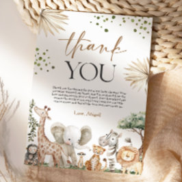 Safari Animals Gender Neutral Baby Shower Bedankkaart