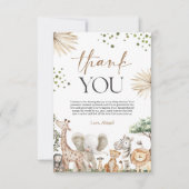 Safari Animals Gender Neutral Baby Shower Bedankkaart (Voorkant)