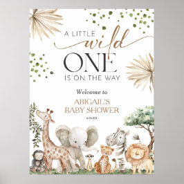 Safari Animals Gender Neutral Baby Shower Welcome Poster