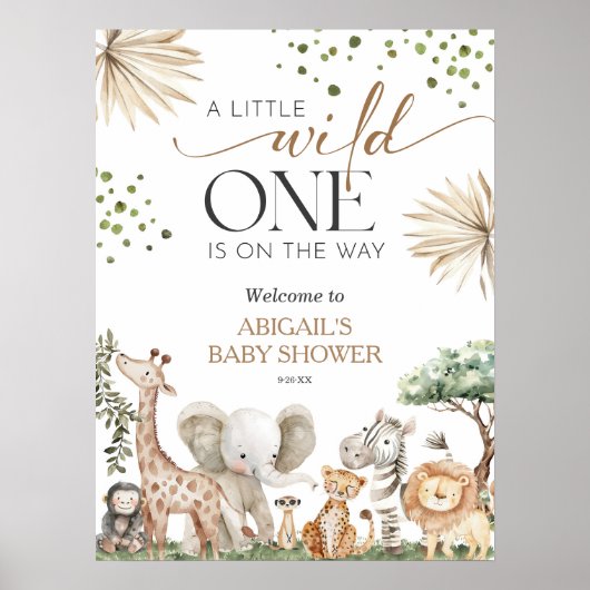 Safari Animals Gender Neutral Baby Shower Welcome  Poster (Voorkant)