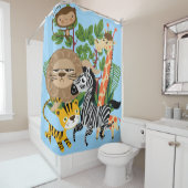 Safari Animals Giraffe Apenleeuw Zebra Tijger Douchegordijn (In situ)