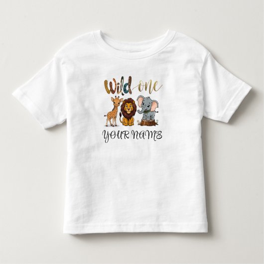 Safari Animals Giraffe Lion Wild One Kinder Shirts (Voorkant)