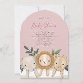 Safari Animals Girl Baby shower Kaart (Voorkant)
