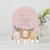 Safari Animals Girl Baby shower Kaart (Staand voorkant)