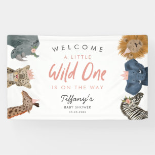 Safari Animals Girl Baby shower Welcome Banner