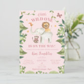 Safari Animals Girl Baby shower Wild One Kaart (Staand voorkant)