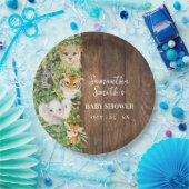 Safari Animals Gold Glitter Rustiek Baby shower Papieren Bordje (Feest)