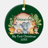Safari Animals Greenery Baby, mijn eerste kerstfee Keramisch Ornament (Voorkant)