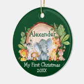 Safari Animals Greenery Baby, mijn eerste kerstfee Keramisch Ornament (Links)