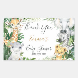 Safari Animals Greenery Baby shower Favor Rechthoekige Sticker