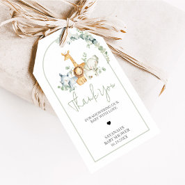 Safari Animals Greenery Baby Shower Favor Tags Cadeaulabel