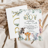 Safari Animals Greenery Baby shower Invitation Kaart