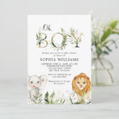 Safari Animals Greenery Baby shower Invitation Kaart (Staand voorkant)