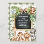  Safari Animals Greenery Baby Shower Kaart (Voorkant / Achterkant)