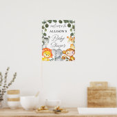 Safari animals greenery baby shower Welcome sign Poster (Keuken)
