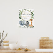 Safari animals greenery baby shower Welcome sign Poster (Keuken)