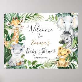 Safari Animals Greenery Baby shower Welkomstbord Poster