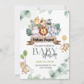 Safari Animals Greenery & Eucalyptus Baby shower Kaart (Voorkant)
