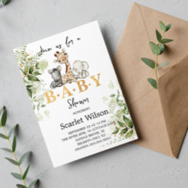 Safari Animals Greenery Wild Baby shower Kaart