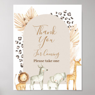 Safari Animals Hartelijk dank voor uw komst voor h Poster