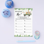 Safari Animals Hoe oud was ze Baby shower Kaart (Enkel)