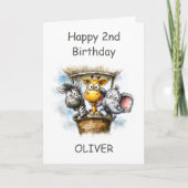 Safari Animals in Hot Air Balloon 2nd Birthday Kaart (Voorkant)