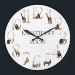 Safari Animals Jungle Numbers Grote Klok<br><div class="desc">Dit ontwerp kan op het gebied worden gepersonaliseerd dat door de foto en/of tekst te veranderen wordt verstrekt. Of het kan worden aangepast door te klikken deze Sjabloon personaliseert en dan de klik te kiezen om verdere optie aan te passen en de kleur van de achtergrond te schrappen of te...</div>
