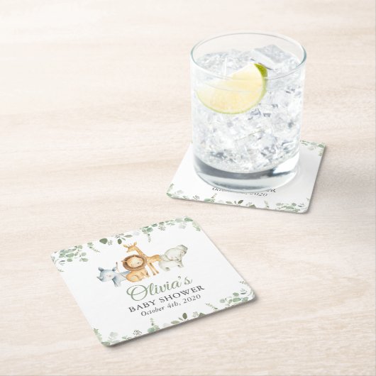 Safari Animals, Jungle, Wild Animals, Baby Shower Kartonnen Onderzetters (Insitu)