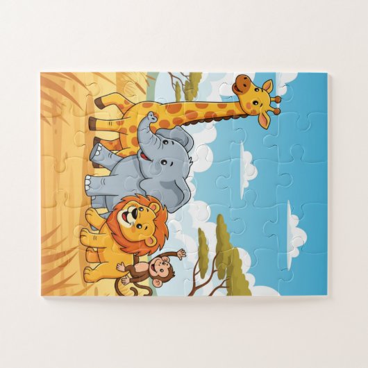 Safari Animals Kids Puzzle | Elephant Giraffe Lion Legpuzzel (Horizontaal)