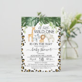 Safari Animals Leopard Skin Baby shower Invitation Kaart (Staand voorkant)