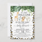 Safari Animals Leopard Skin Baby shower Invitation Kaart (Voorkant)
