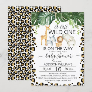 Safari Animals Leopard Skin Baby shower Invitation Kaart