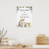 Safari Animals Lion Baby shower Welcome Sign Poster (Keuken)