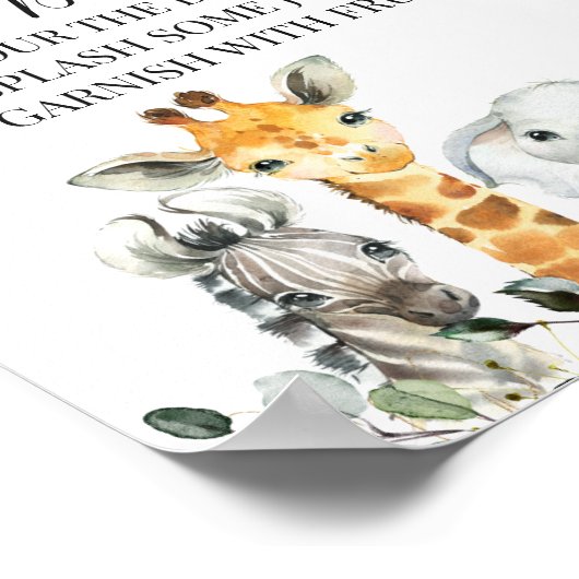 Safari Animals Lion Ma-osa Bar Baby shower Sign. Poster (Hoek)