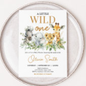 Safari Animals Little Wild One Baby Shower Kaart