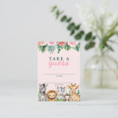 Safari Animals Meisje Baby shower Game Kaart - Oer (Staand voorkant)