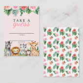 Safari Animals Meisje Baby shower Game Kaart - Oer (Voorkant / Achterkant)