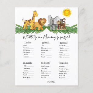 Safari Animals Mummy's Purse Baby shower Game