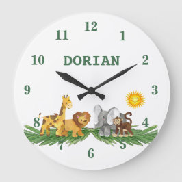 Safari Animals Nursery Wall Clock Grote Klok