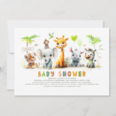Safari Animals Oerwoud Baby shower Invitation Kaart (Voorkant)
