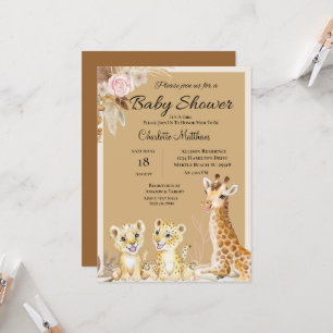 Safari Animals Oerwoud Baby shower Kaart