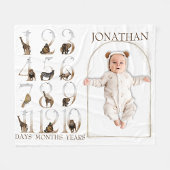 Safari Animals Oerwoud Numbers Milestone Age Fleece Deken