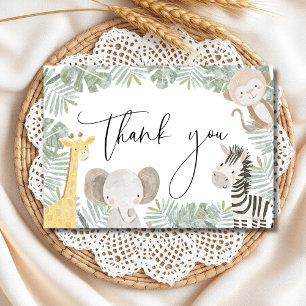 Safari Animals Oerwoud Wild One Baby shower Bedankkaart