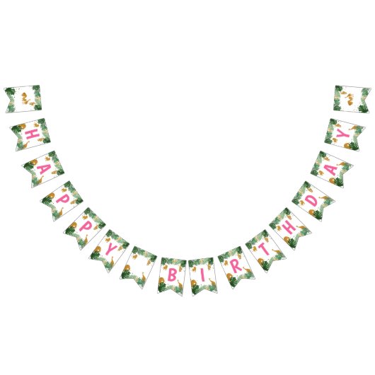 Safari Animals Oerwoud Wild One Happy Birthday Vlaggetjes (Alle)