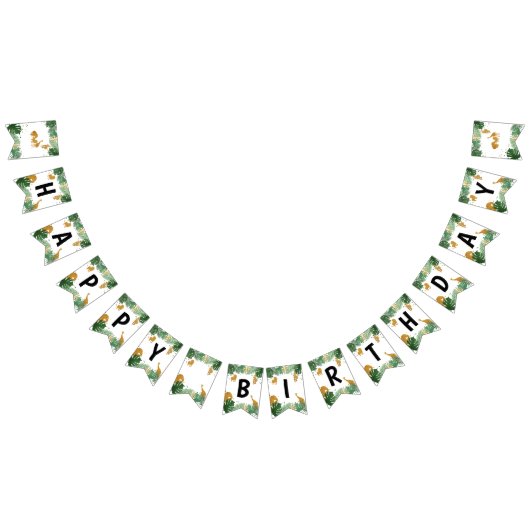 Safari Animals Oerwoud Wild One Happy Birthday Vlaggetjes (Alle)