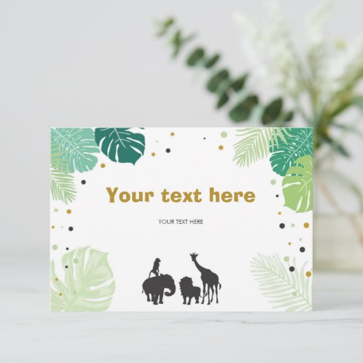 Safari Animals Oerwoud Zoo Insert kaart Verjaardag (Staand voorkant)