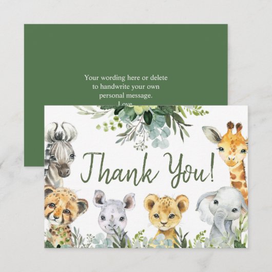 Safari Animals Oh Baby Greenery Oerwoud Baby showe (Voorkant / Achterkant)